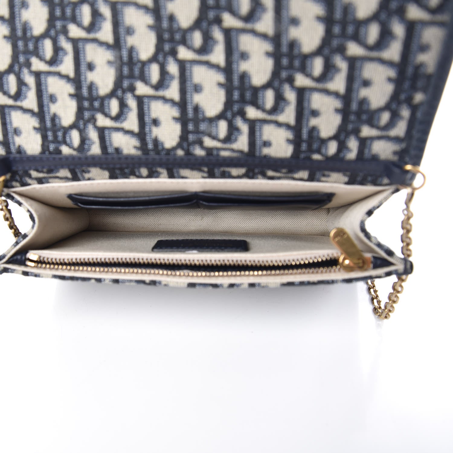 Christian Dior Oblique DiorAddict Wallet On Chain Clutch Navy Blue 5 of 11