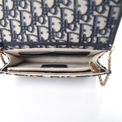 Christian Dior Oblique DiorAddict Wallet On Chain Clutch Navy Blue 5 of 11