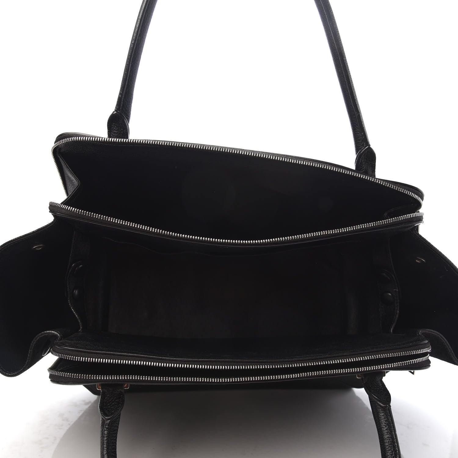 Celine Drummed Calfskin Suede Double Zip Trapeze Black 5 of 8
