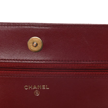 Chanel Caviar Quilted Boy Wallet On Chain WOC Red 15 of 16