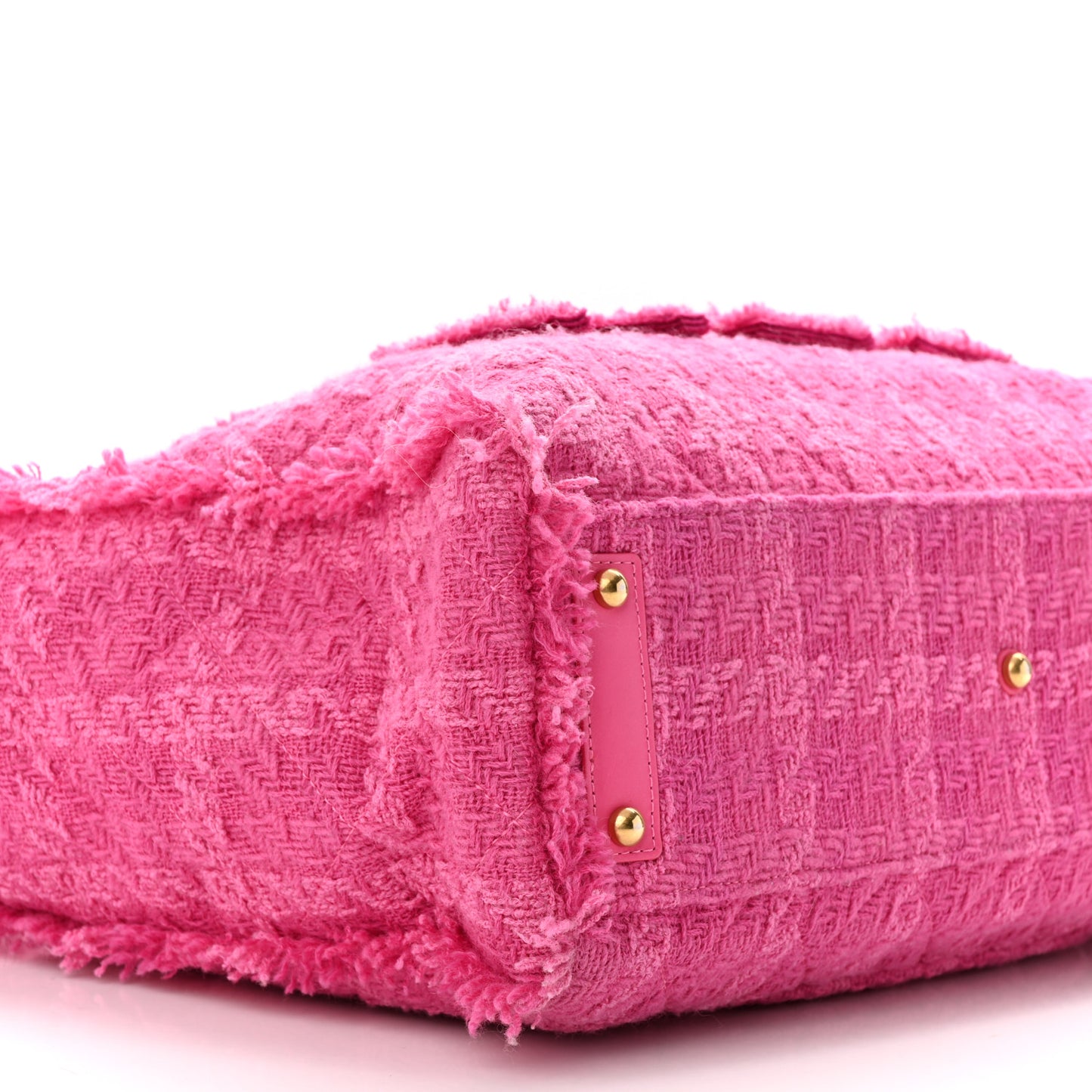 Wool Tweed Large Zipped Shopping Tote Pink
