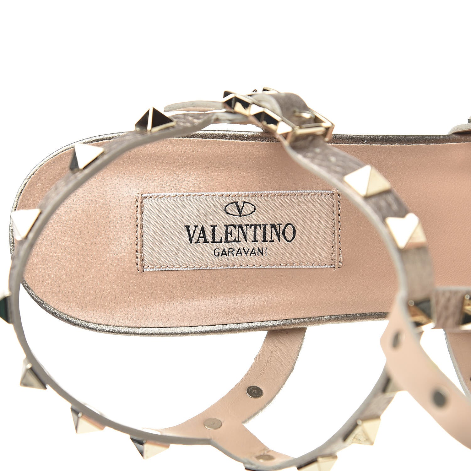 Valentino Garavani Metallic Pebbled Calfskin Rockstud 60mm City Sandals 39.5 Skin 7 of 10