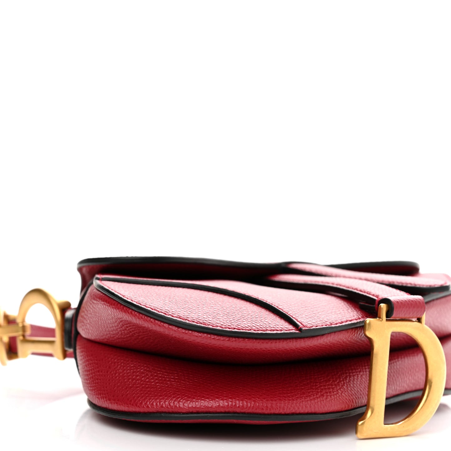 Grained Calfskin Mini Saddle Bag Red