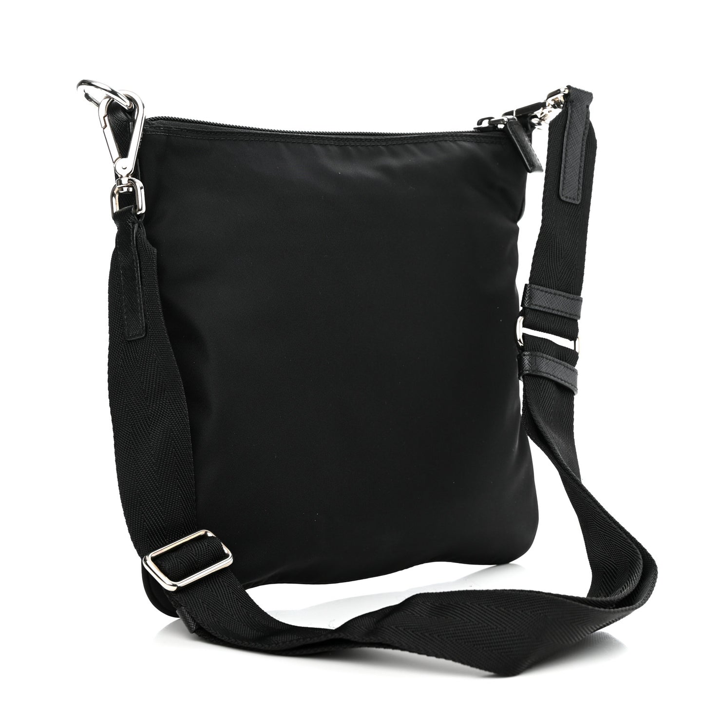Nylon Saffiano Flat Messenger Bag Black