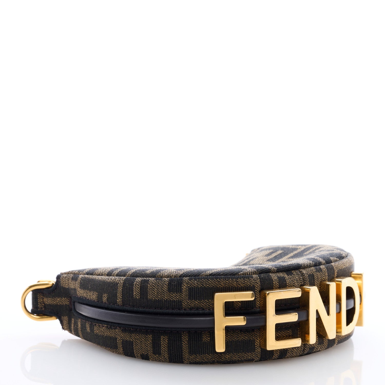 Fendi Fabric Jacquard FF 1974 Nano Fendigraphy Hobo Charm Tobacco Moro 4 of 6