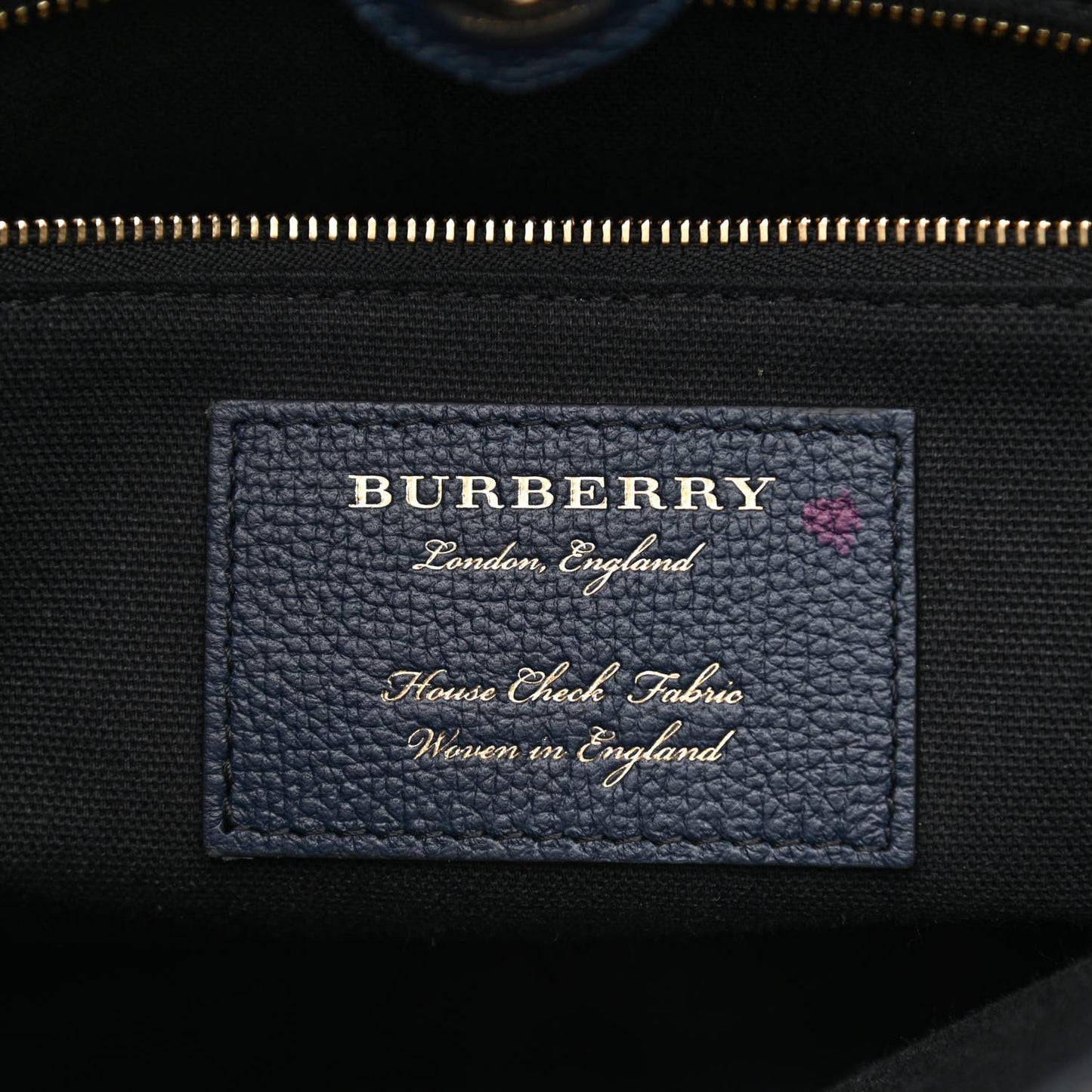 Derby Calfskin House Check Medium Banner Tote Ink Blue