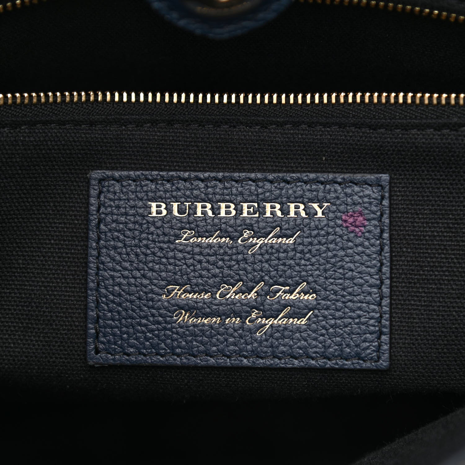 Burberry Derby Calfskin House Check Medium Banner Tote Ink Blue 6 of 11