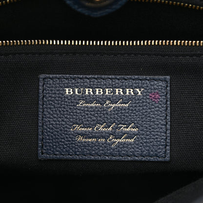 Burberry Derby Calfskin House Check Medium Banner Tote Ink Blue 6 of 11