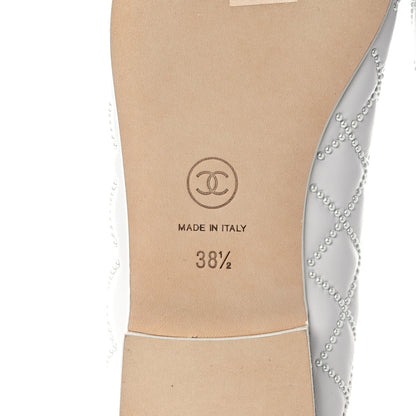 Chanel Lambskin Pearl Embroidered Quilted Cap Toe Ballerina Flats 38.5 White 6 of 9