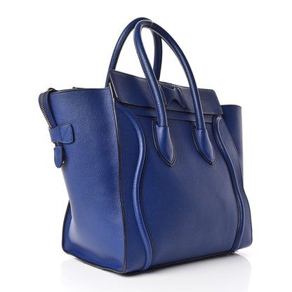 Celine Drummed Calfskin Mini Luggage Indigo 3 of 9