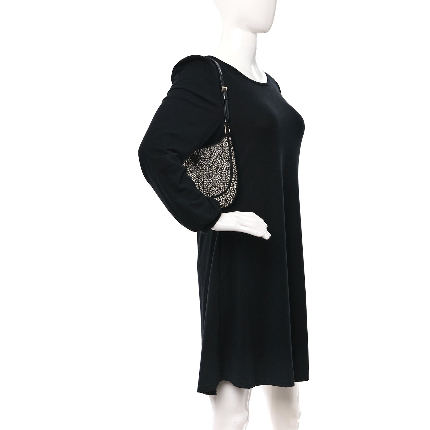 Satin Crystal Cleo Adjustable Strap Shoulder Bag Metal