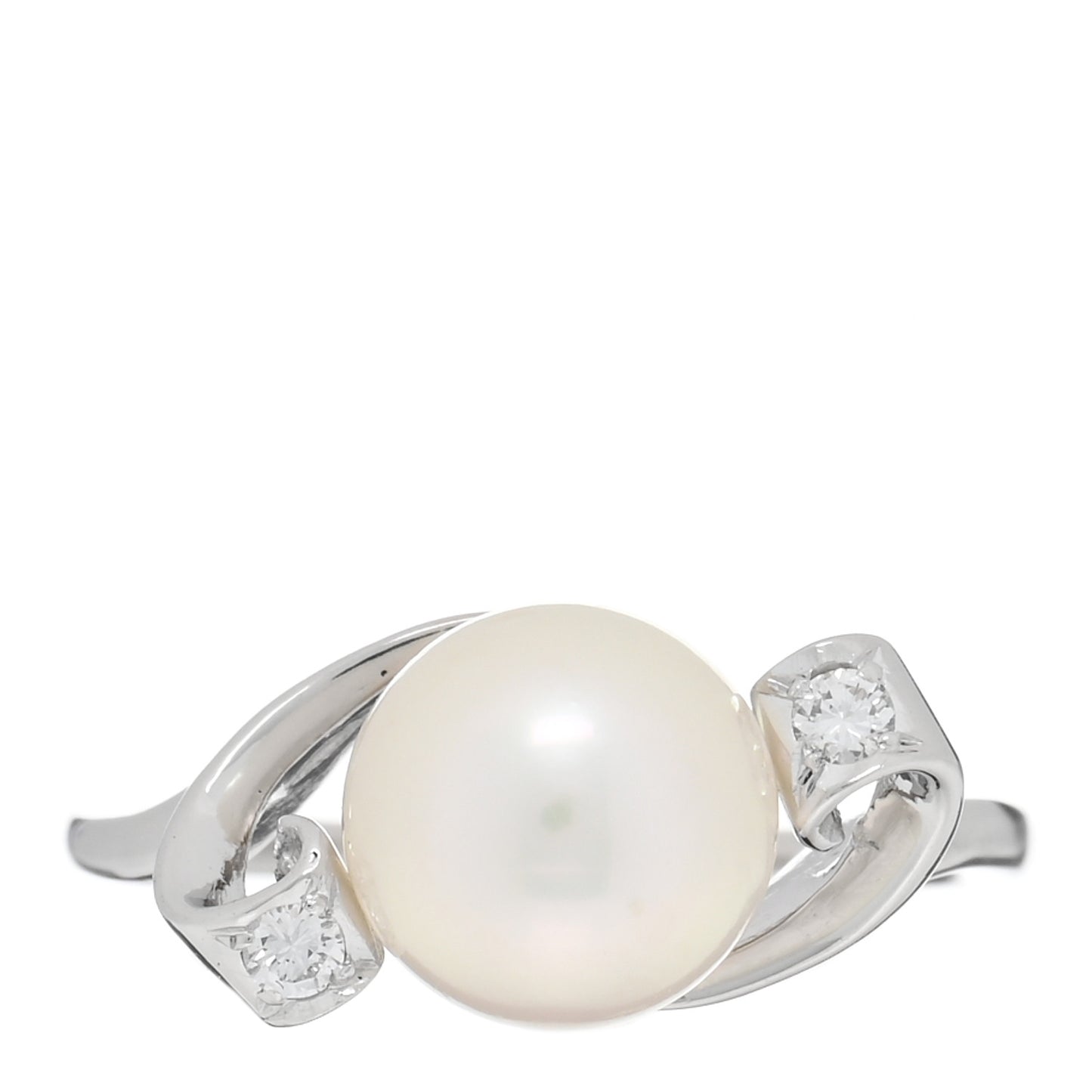 Platinum Diamond Akoya Pearl 8mm Ring 50 5.25