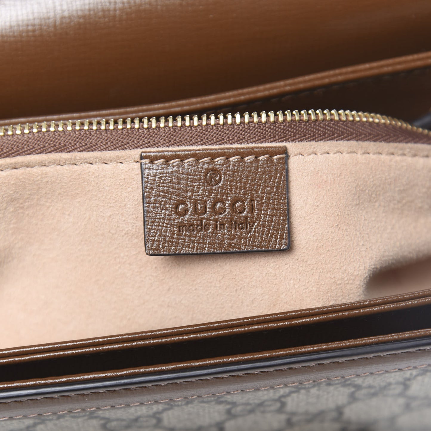 GG Supreme Monogram Horsebit 1955 Shoulder Bag Beige Brown Sugar