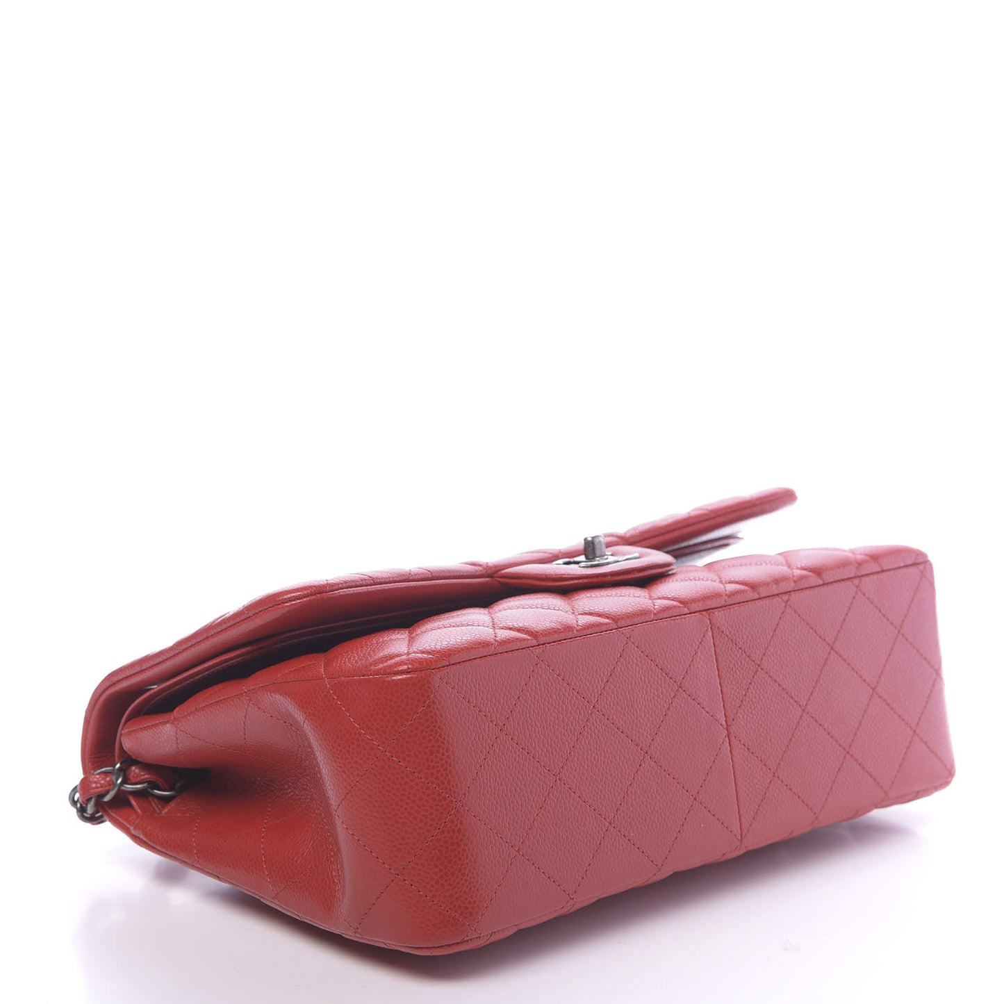 Caviar Quilted Jumbo Double Flap Red