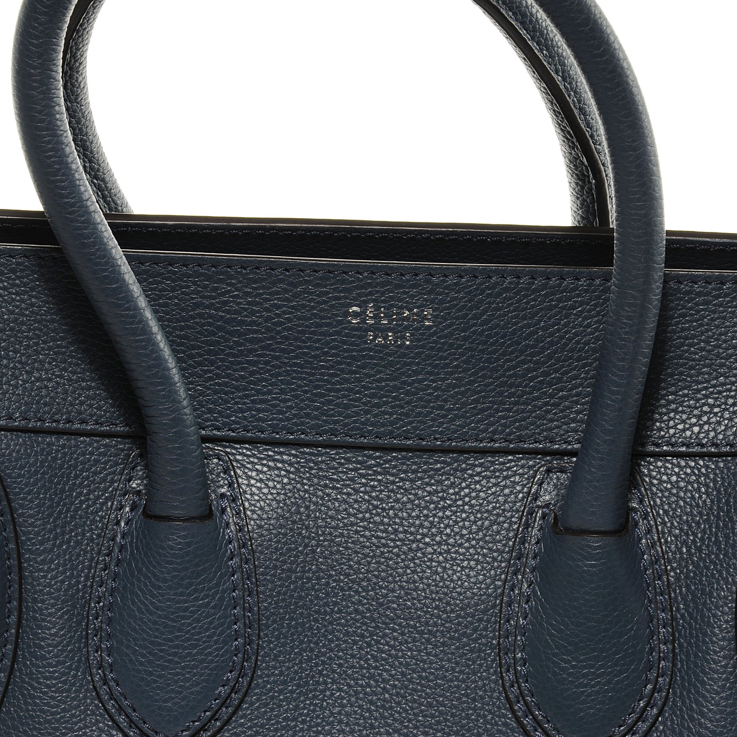 Drummed Calfskin Mini Luggage Navy Blue