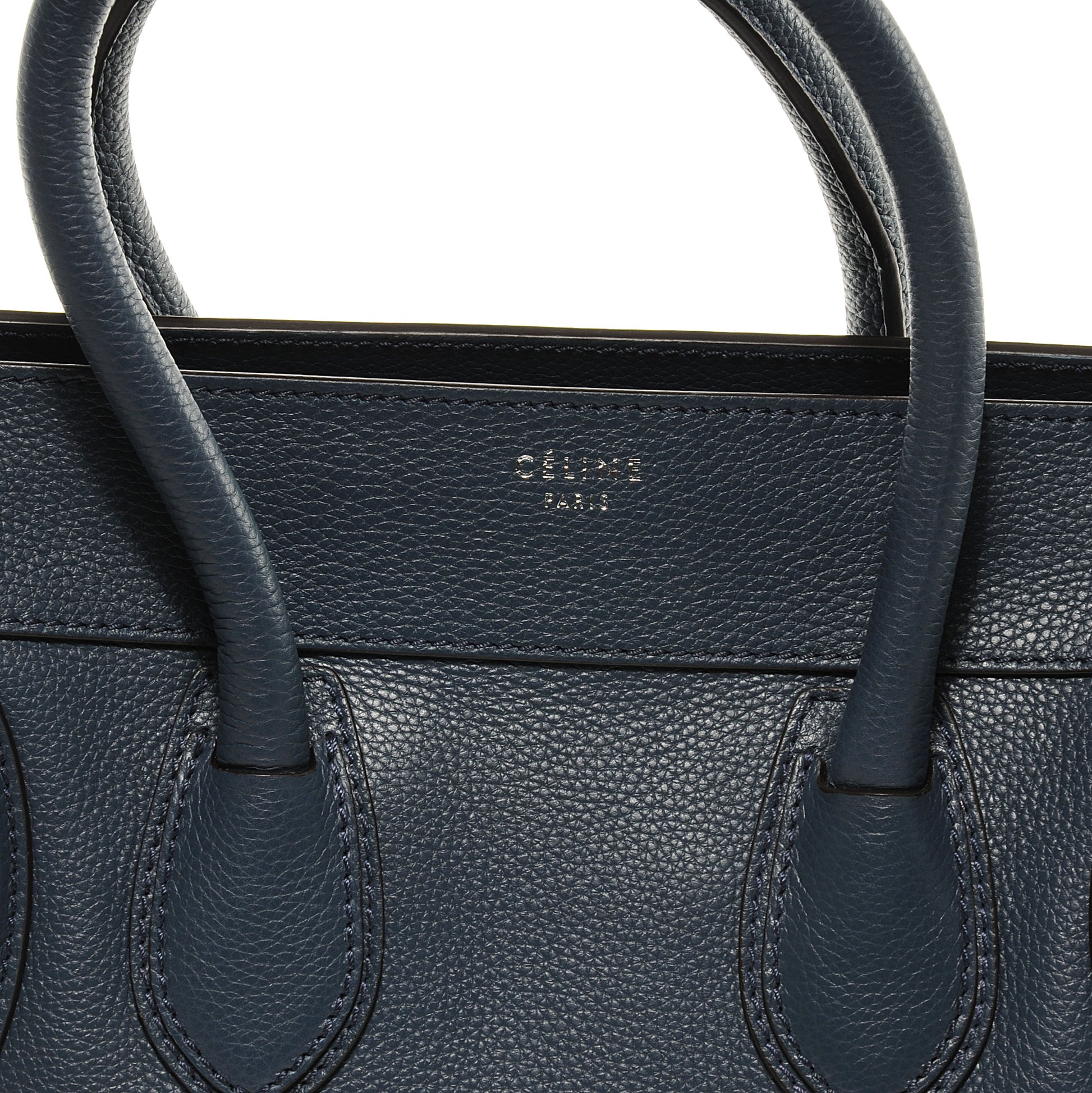 Celine Drummed Calfskin Mini Luggage Navy Blue 3 of 8