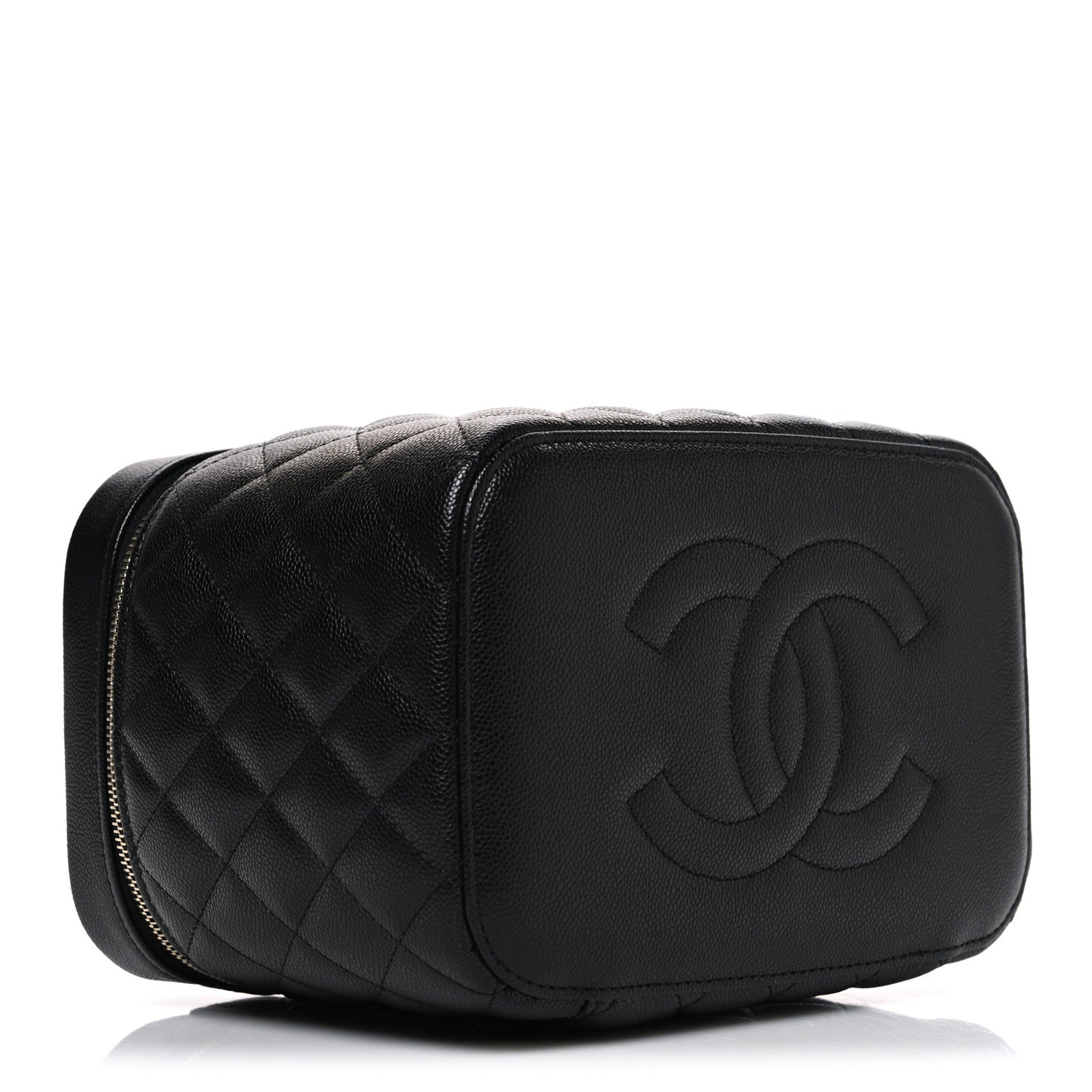 Caviar Quilted Large Vanity Pouch Black