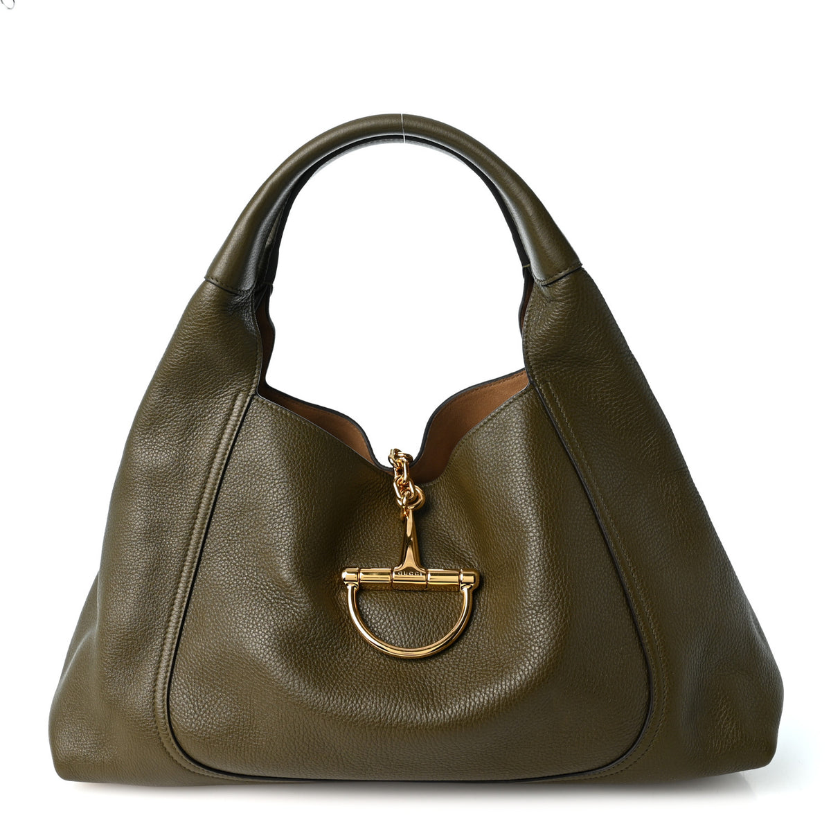 Grained Calfskin Softbit Maxi Shoulder Bag Forest Green