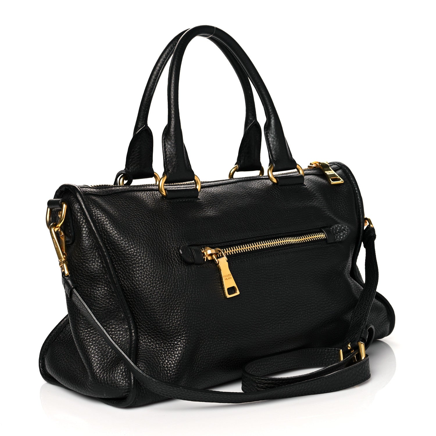 Prada Vitello Daino Shopping Satchel Black 3 of 9