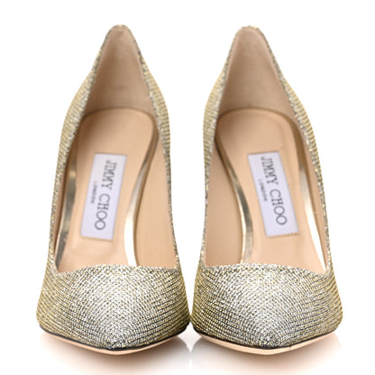 Jimmy Choo Lame Glitter Pointy Toe Romy 100 Pumps 36.5 Light Bronze 3 of 8