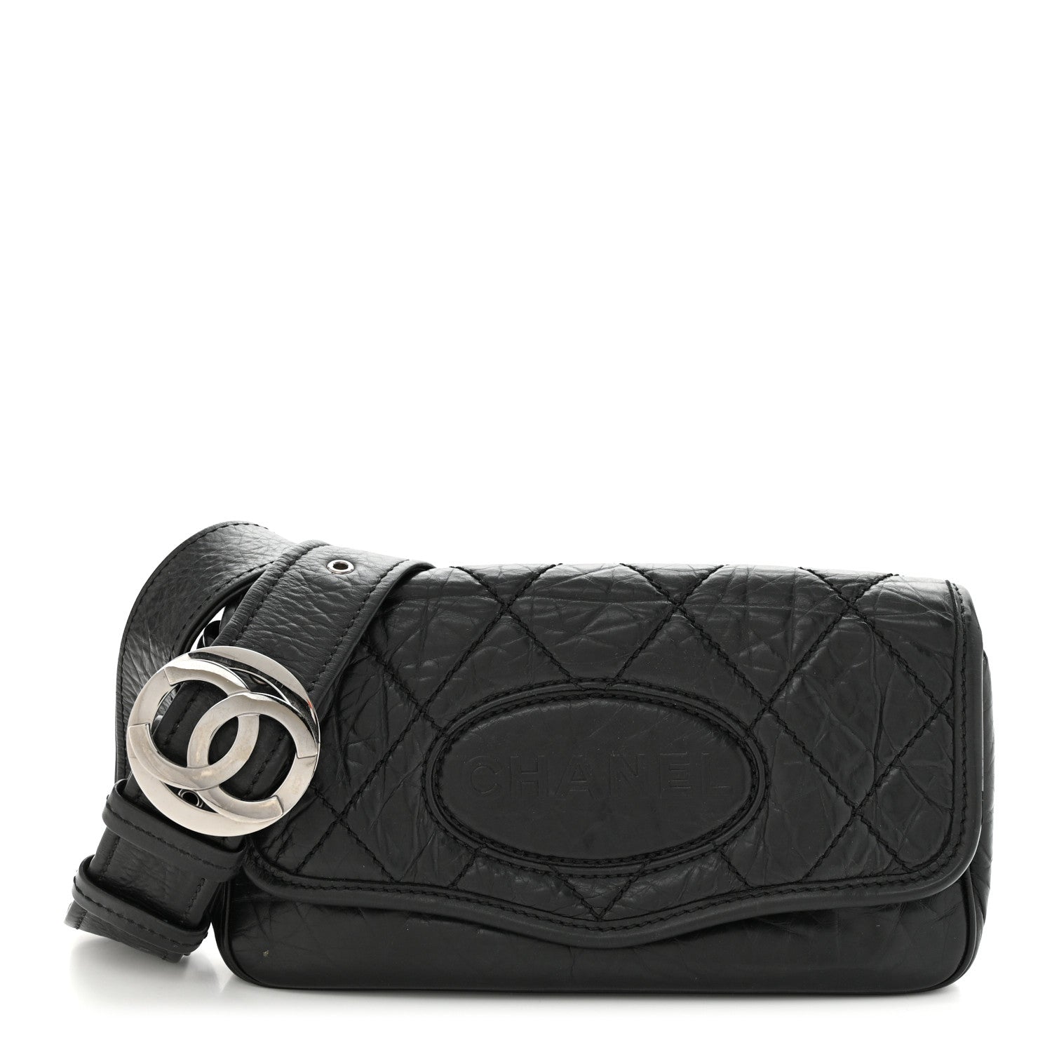 Chanel Distressed Lambskin Messenger Flap Bag Black 1 of 12
