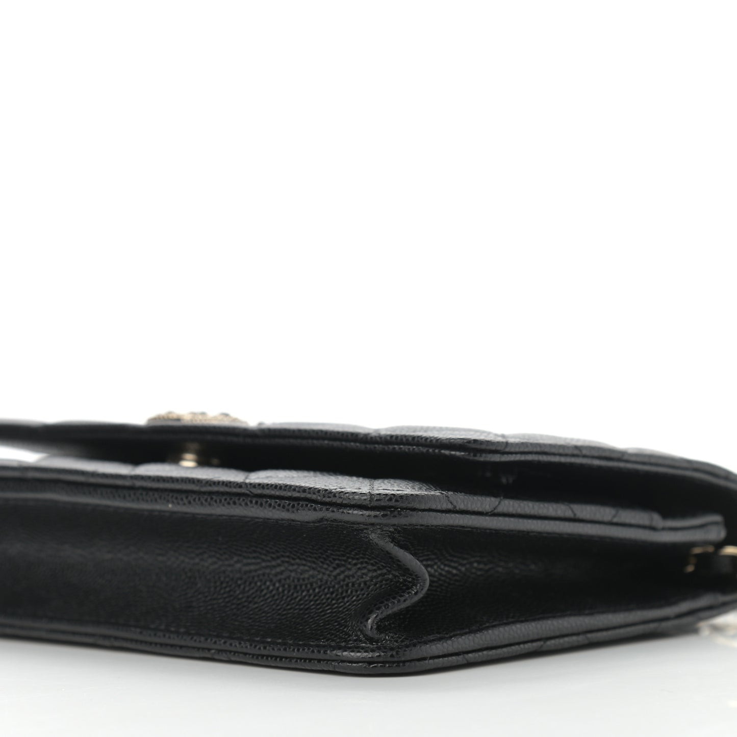 Caviar Quilted Crystal CC Wallet On Chain WOC Black