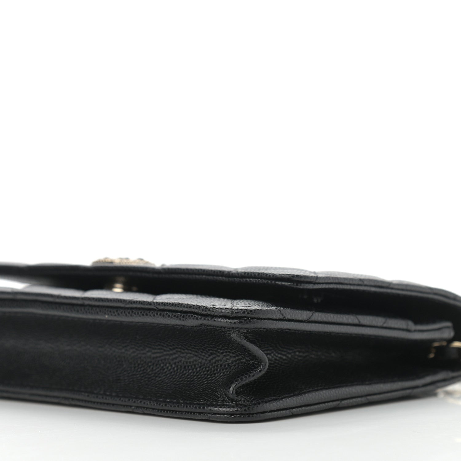 Chanel Caviar Quilted Crystal CC Wallet On Chain WOC Black 11 of 13