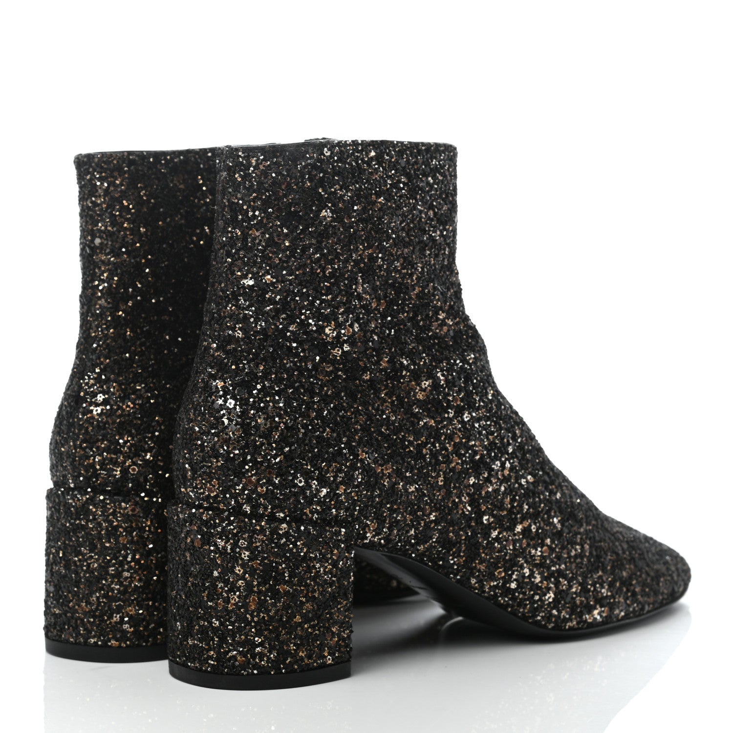 Saint Laurent Glitter Loulou Ankle Boots 39 Black Gold 4 of 8