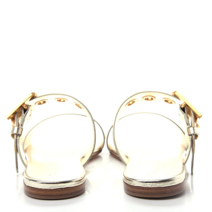 Christian Dior Laminated Calfskin D-Dior Slide Sandals 35.5 Pale Gold 7 of 11