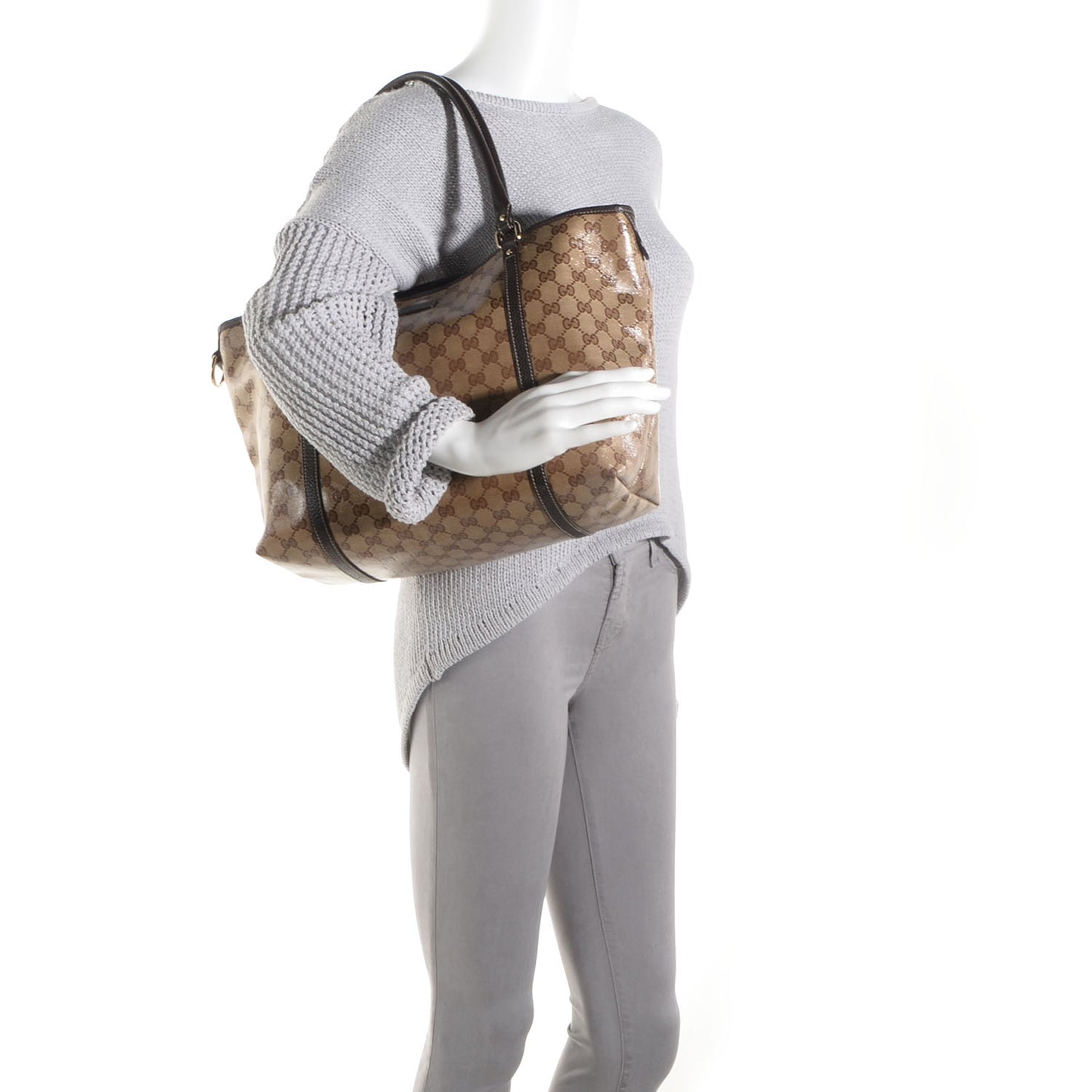 Crystal Monogram Medium Joy Tote Beige Ebony Testa di Moro