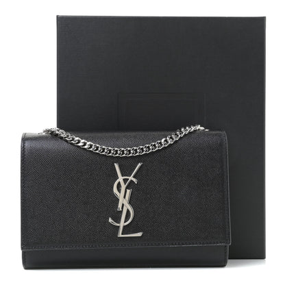 Saint Laurent Grain De Poudre Small Monogram Kate Satchel Black 10 of 10