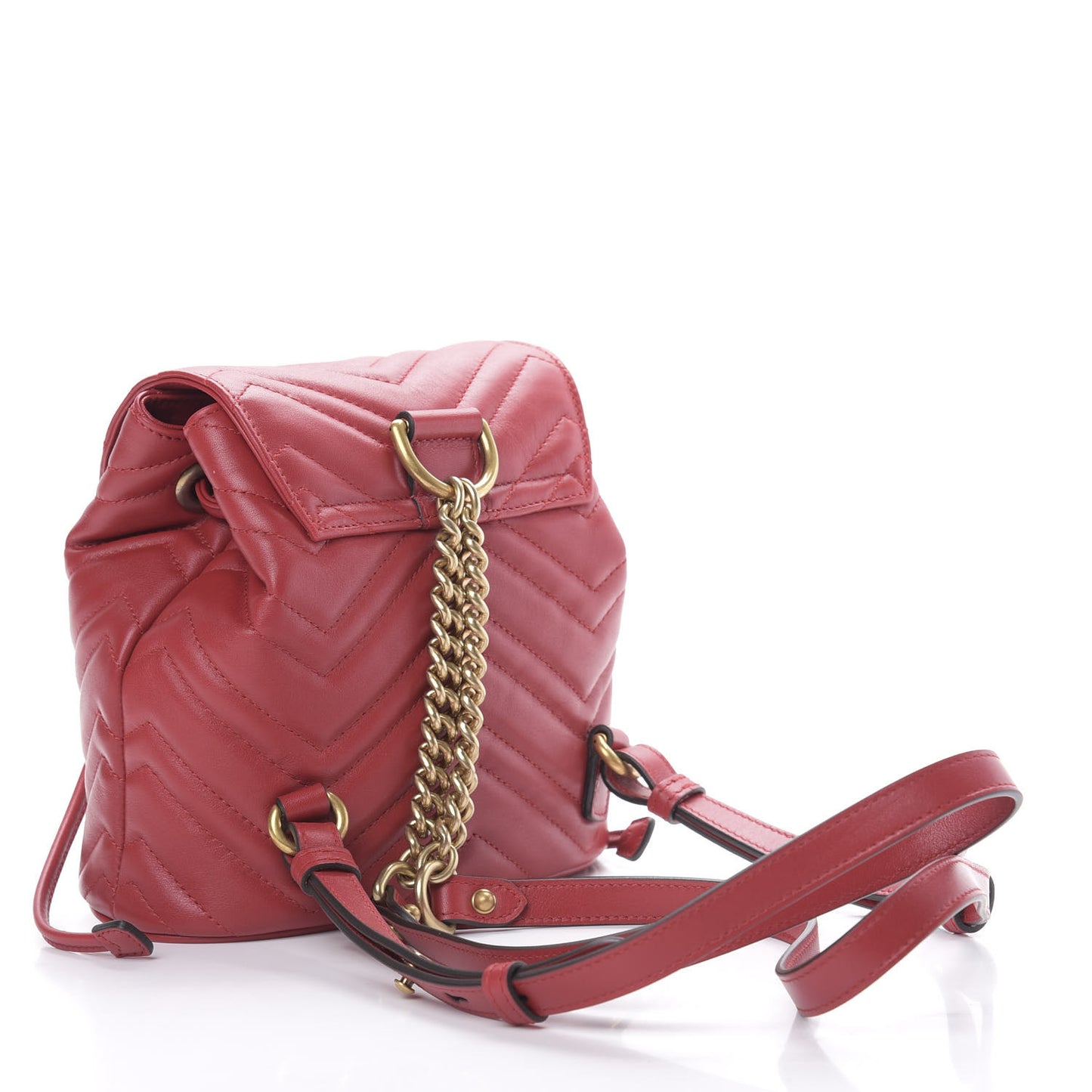 Calfskin Matelasse GG Marmont Flap Backpack Hibiscus Red