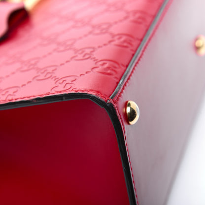 Gucci Guccissima Signature Medium Padlock Top Handle Bag Hibiscus Red 27 of 33