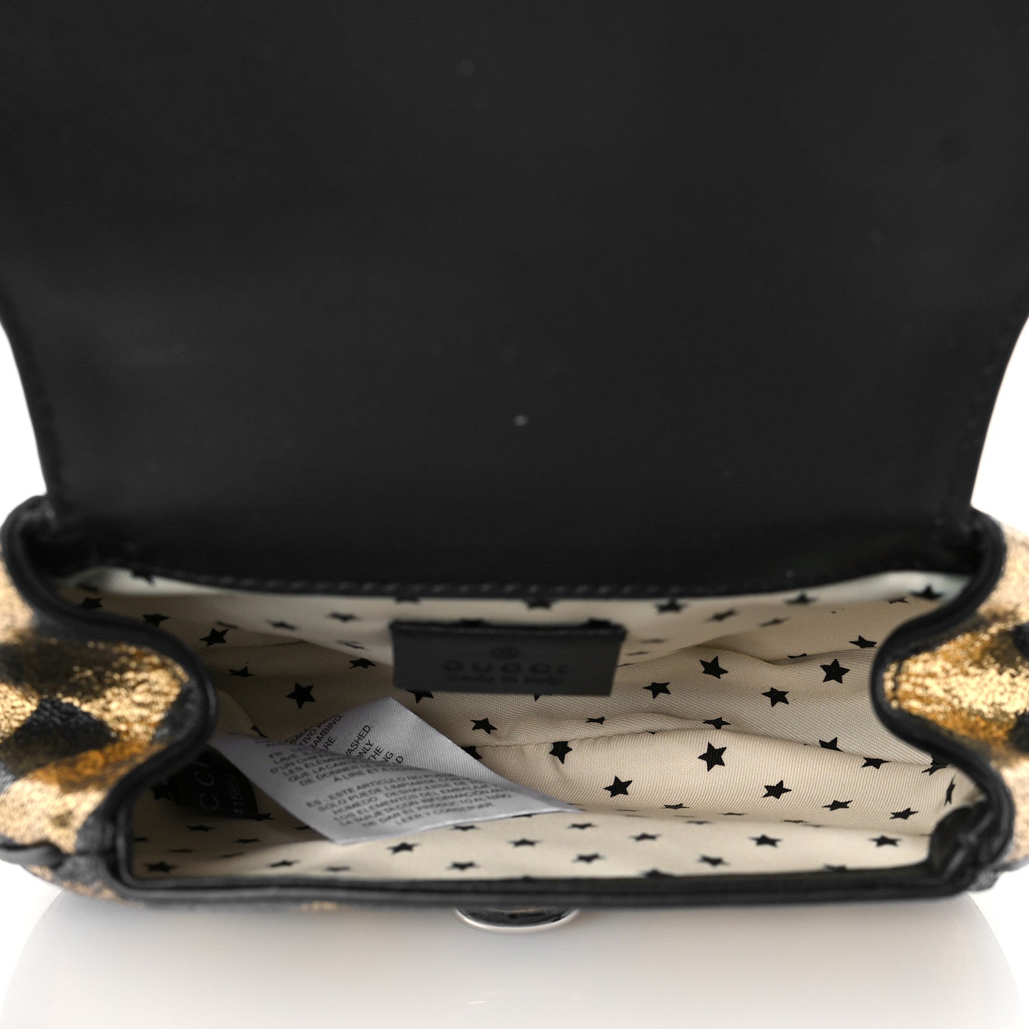 Gucci Metallic Cracked Calfskin Belt Bag Gold Black 5 of 11