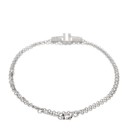 Tiffany 18K White Gold Diamond T Double Chain Bracelet 2 of 3