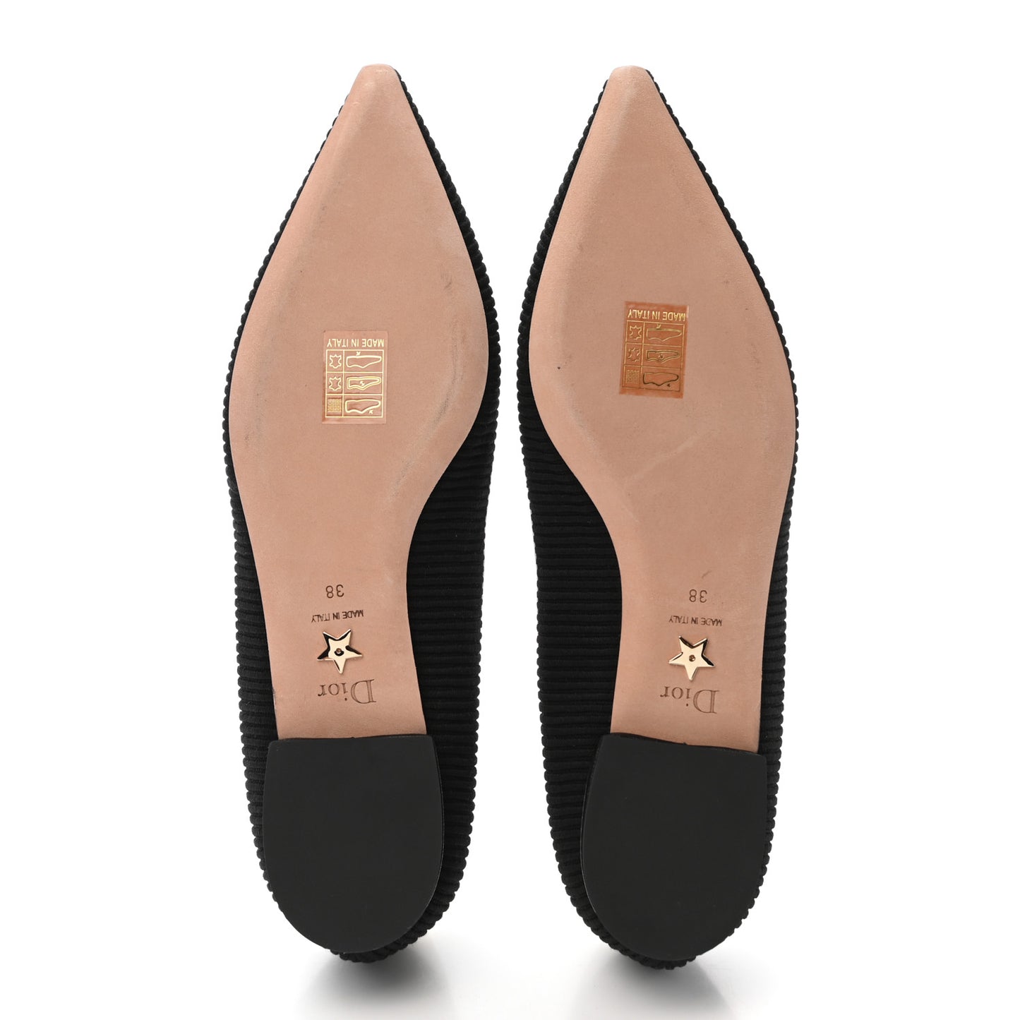 Fabric Ribbon Embroidered J'Adior Ballet Flats 38 Black