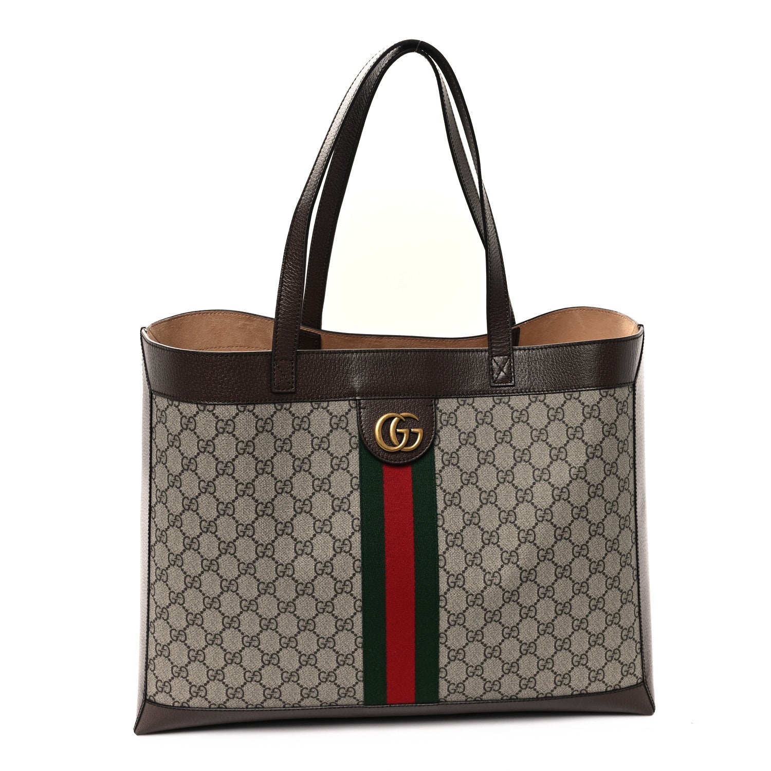 Gucci GG Supreme Monogram Web Ophidia Tote Brown 1 of 12