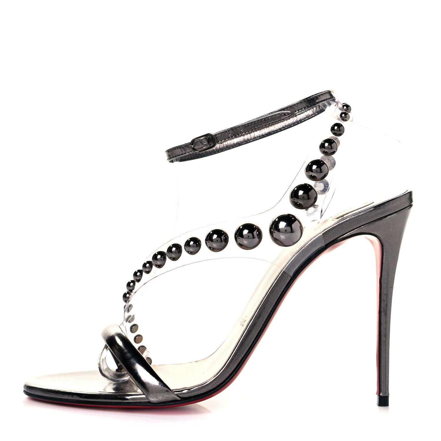 Christian Louboutin Specchio PVC Corinetta 100 Sandals 39 Gun Metal 1 of 10