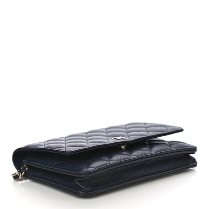 Chanel Caviar Quilted Wallet On Chain WOC Navy Blue 4 of 12