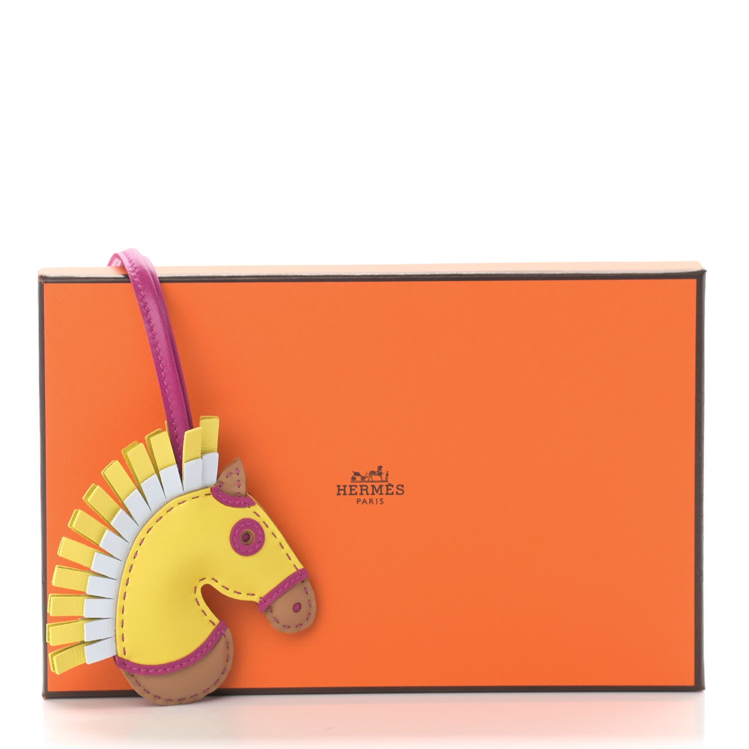 Hermes Milo Lambskin Geegee Camail Bag Charm Lime Chai Rose Pourpre 4 of 4