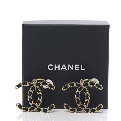 Chanel Satin CC Chain Earrings Light Gold Black 5 of 5