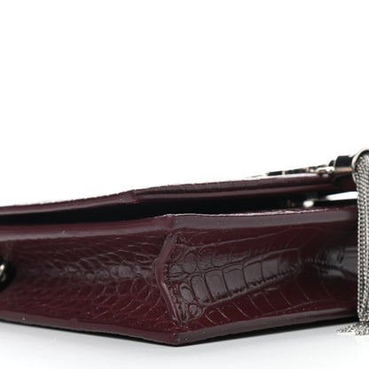 Saint Laurent Calfskin Crocodile Embossed Kate Monogram Tassel Chain Wallet Rouge Legion 8 of 9