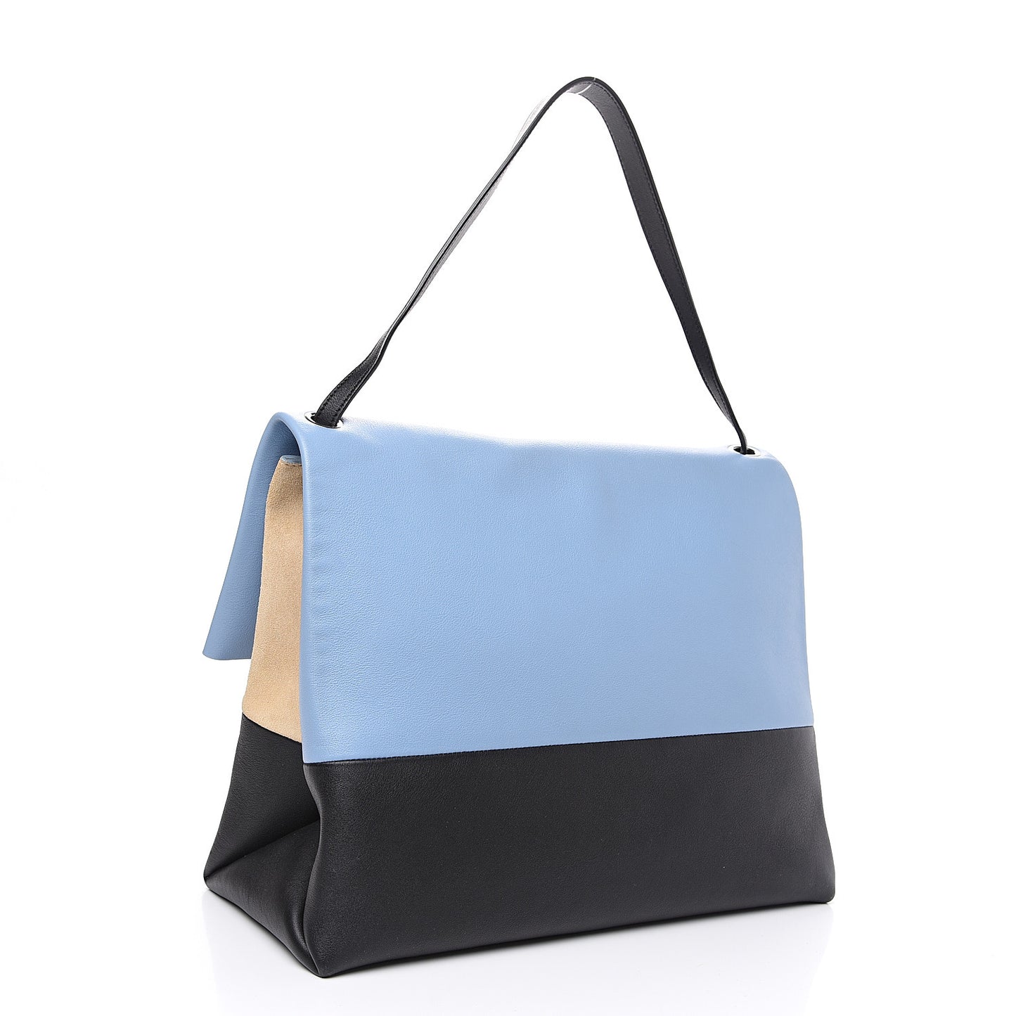 Calfskin Suede All Soft Shoulder Bag Blue Lavender
