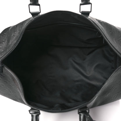 Louis Vuitton Calfskin Shadow Monogram Keepall Bandouliere 50 Black 4 of 7