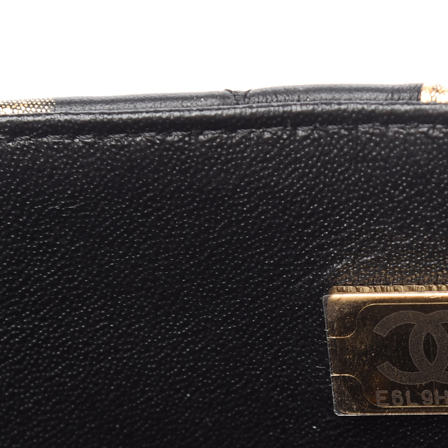 Chanel Crumpled Calfskin Printed Quilted Mini Rectangular Flap Black Gold 9 of 10