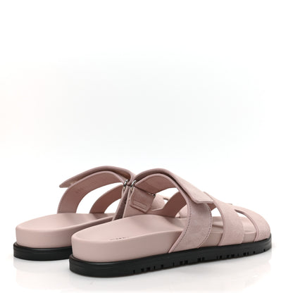 Hermes Suede Goatskin Womens Chypre Sandals 36 Rose Porcelaine 4 of 8