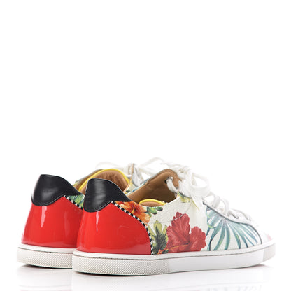Christian Louboutin Crackled Calfskin Patent Hawaii Print Womens Seava Sneakers 38 Multi 4 of 17