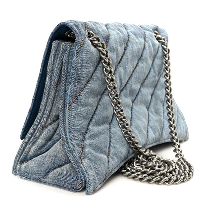 Balenciaga Washed Denim Quilted Medium Crush Chain Bag Denim Blue 3 of 10