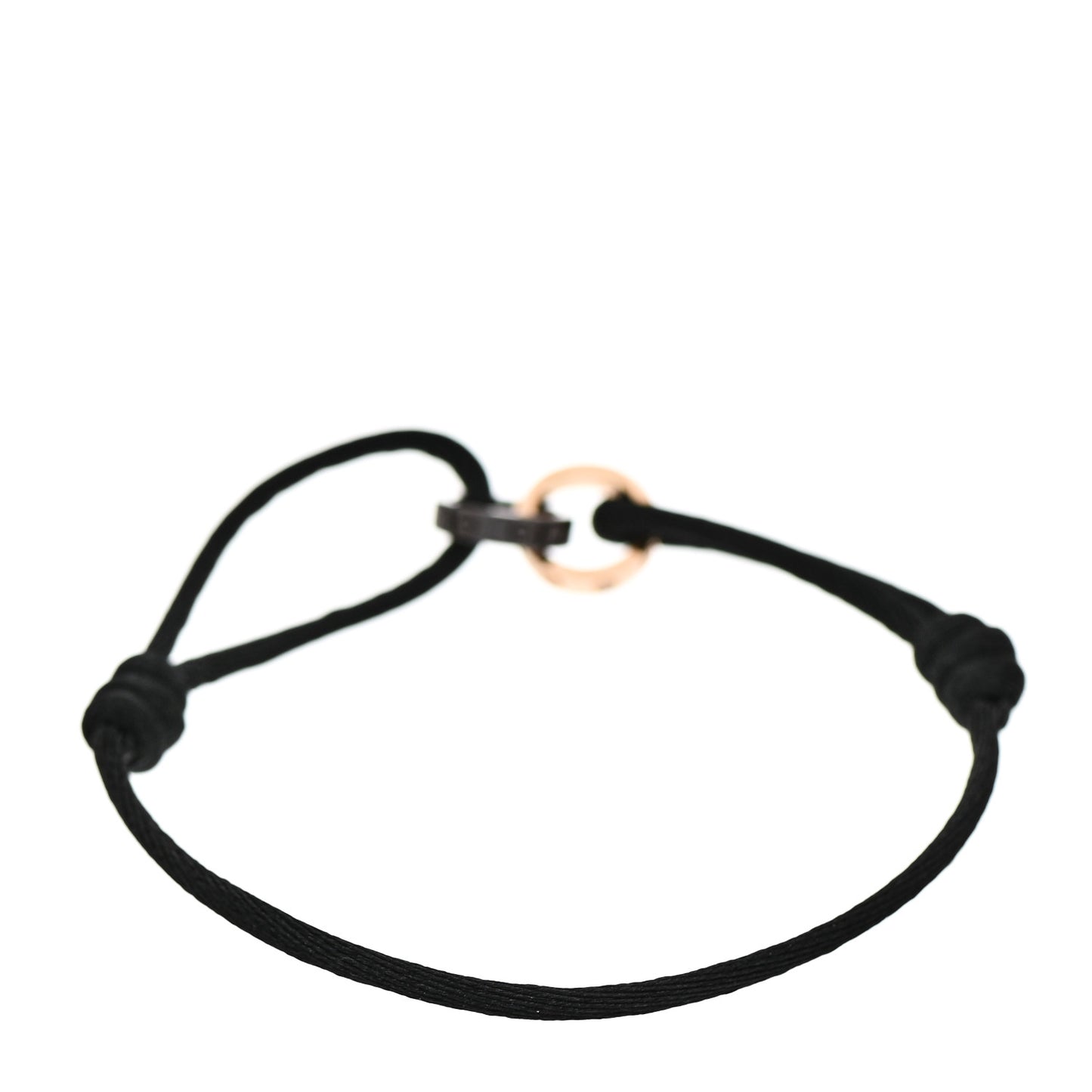 18K Pink Gold Ceramic 4 Diamond LOVE Cord Bracelet Black