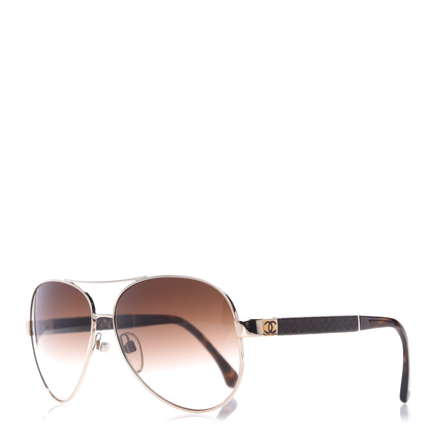 Lambskin Quilted CC Aviator Sunglasses 4195-Q Brown Gold